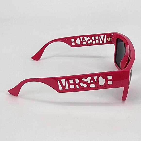 Versace Bright Pink Cutout Logo Square Sunglasses Unisex New in Box - Picture 8 of 14